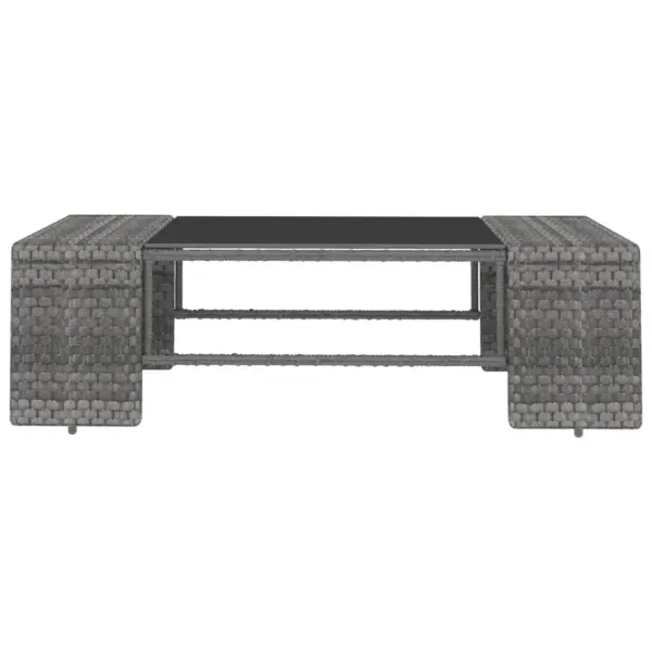 10-osaline modulaarne aiamööbli komplekt patjadega, hall polürotang, kohvilaud karastatud klaasplaadiga, lauaplaat 90 x 50 cm – 11