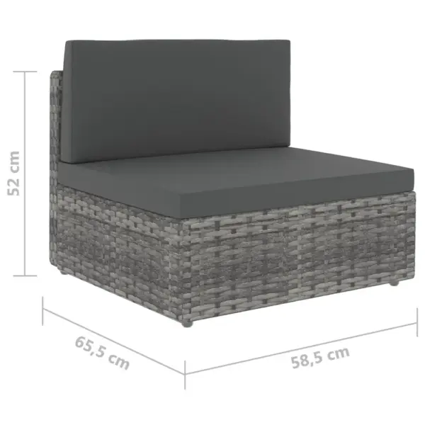10-osaline modulaarne aiamööbli komplekt patjadega, hall polürotang, kohvilaud karastatud klaasplaadiga, lauaplaat 90 x 50 cm – 12