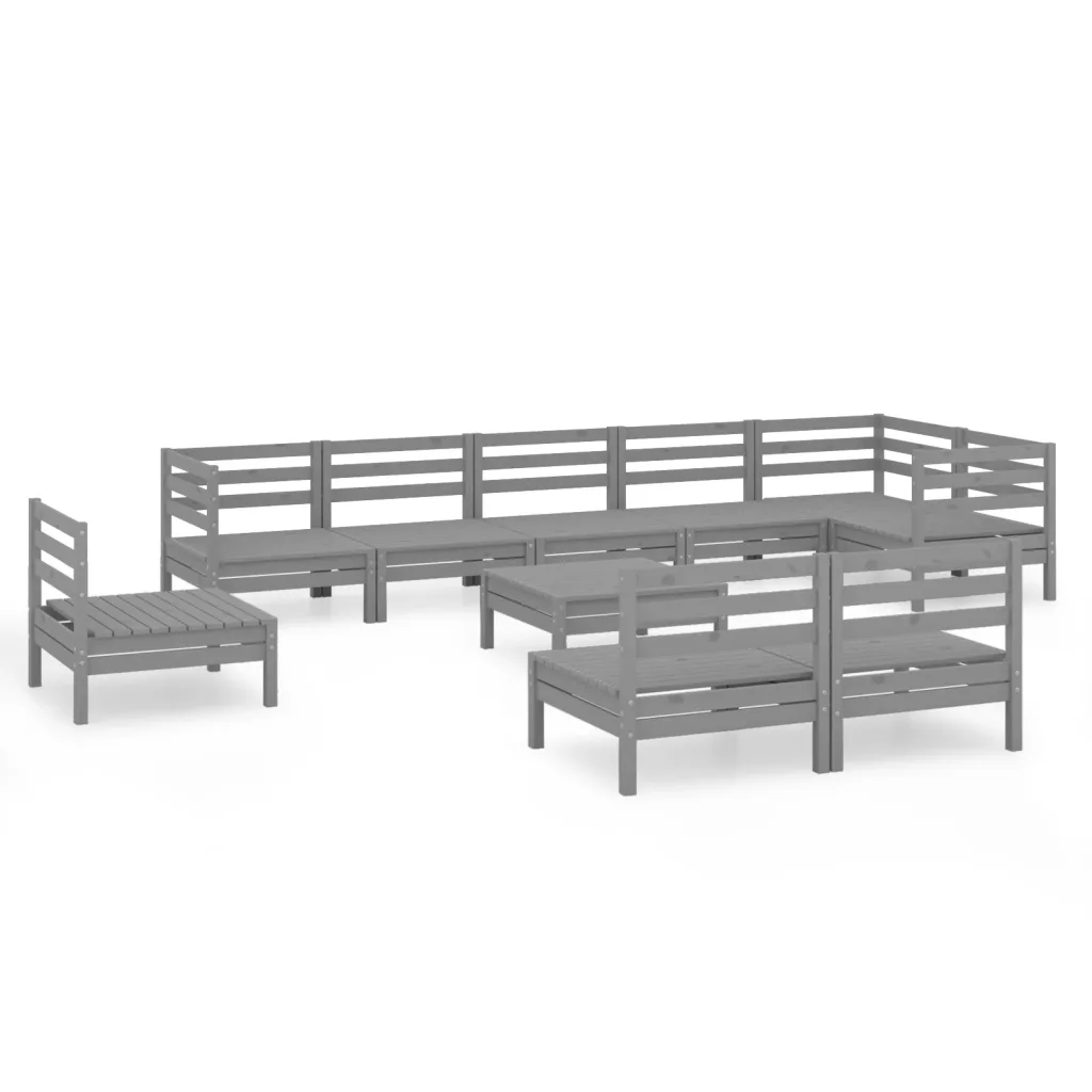Modulaarne 10-osaline aiadiivanikomplekt, hall täismännipuit