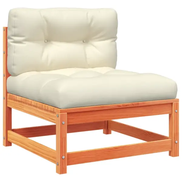 10-osaline modulaarne aiadiivani komplekt patjadega, vahapruun männipuit, kreemjasvalged padjad – 5