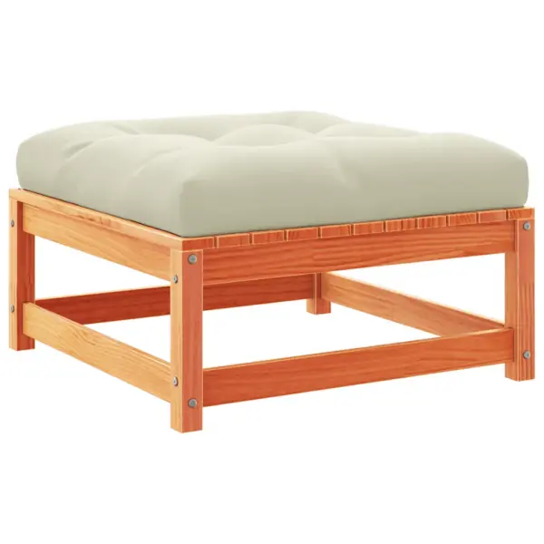 10-osaline modulaarne aiadiivani komplekt patjadega, vahapruun männipuit, kreemjasvalged padjad – 9