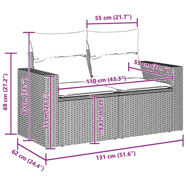 11-osaline beež polürotangist modulaarne aia diivanikomplekt, 10 istekohta, max kandevõime 1100 kg – 11