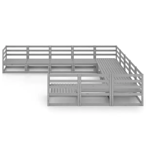 11-osaline modulaarne aiadiivanikomplekt, hall männipuidust, 7 kesk- ja 4 nurgamoodulit – 3