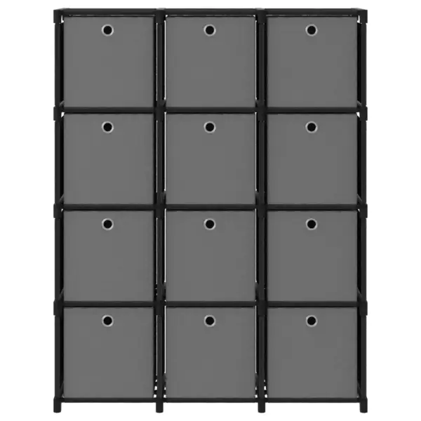 12-kuubiline hoiuriiul kangast kastidega, must/hall, 103 x 30 x 141 cm – 2
