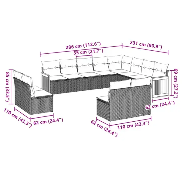 12-osaline aiadiivani komplekt panipaigaga, must polürotang, patjadega – 3