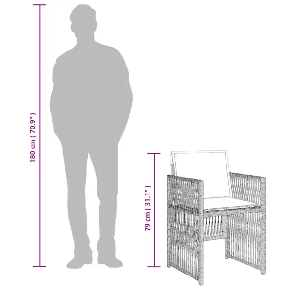13-osaline aiamööbli söögikomplekt patjadega, helehall polürotang, klaasplaadiga laud 330 x 106 cm – 10