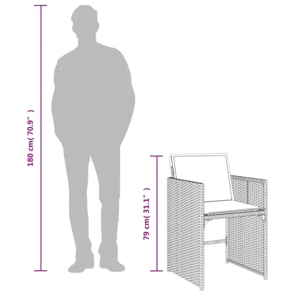 13-osaline aiamööbli komplekt patjadega, must PE-rotang, klaasplaadiga laud 330 x 106 cm, 12 kokkuklapitavat aiatooli – 11