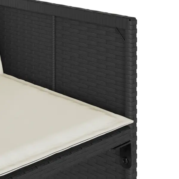 13-osaline aiamööbli komplekt patjadega, must PE-rotang, klaasplaadiga laud 330 x 106 cm, 12 kokkuklapitavat aiatooli – 8