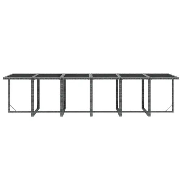 13-osaline polürotangist aiamööbli komplekt patjadega, hall/must, laud 331 x 107 cm, 12 tooli – 8