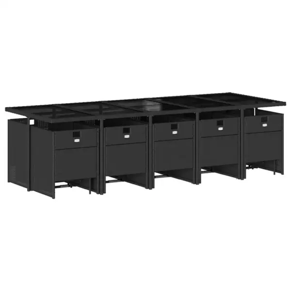 15-osaline aiamööbli komplekt patjadega, must polürotang, kokkuklapitavad toolid, laud 275 x 106 cm – 3