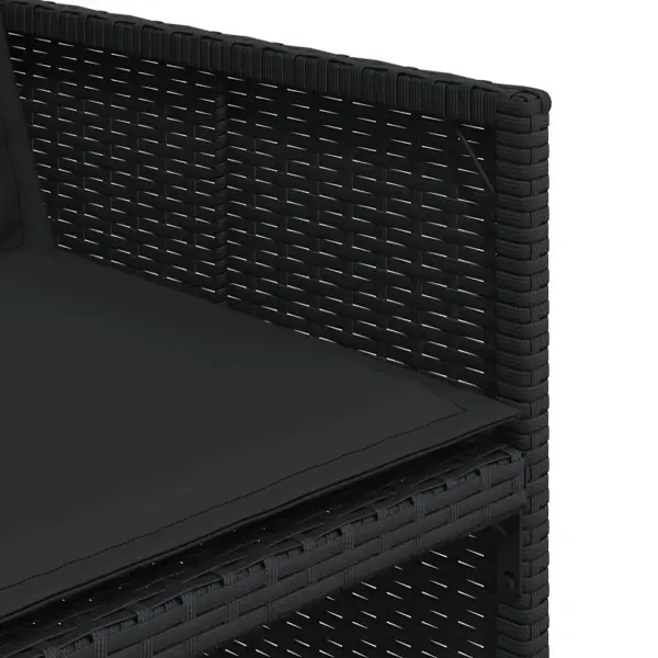 15-osaline aiamööbli komplekt kokkuklapitavate toolidega, must polürotang, laud 275 x 106 cm, patjadega – 7