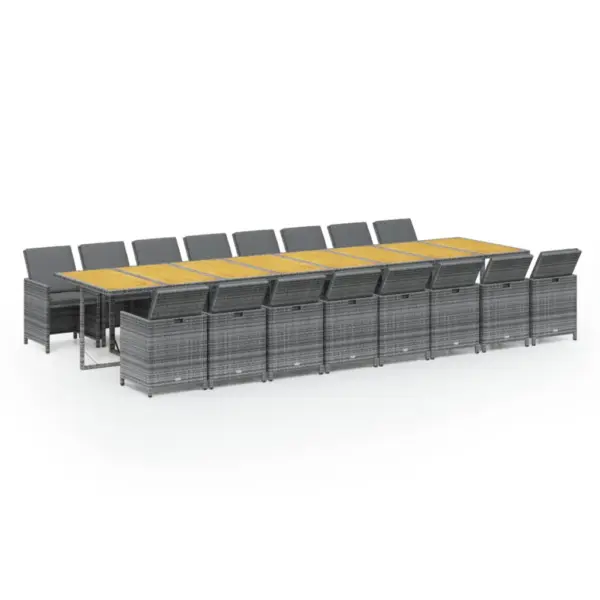 17-osaline hall aiamööbli komplekt patjadega, polürotang, akaatsiapuidust lauaplaadiga – 2