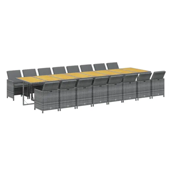 17-osaline hall aiamööbli komplekt patjadega, polürotang, akaatsiapuidust lauaplaadiga – 3