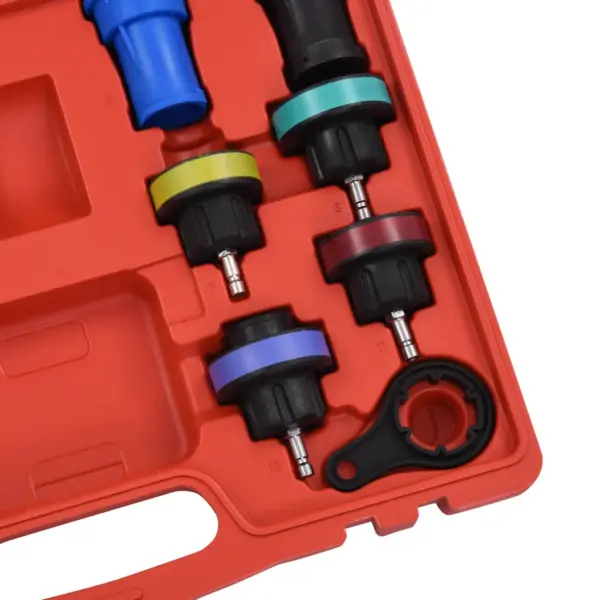 18-osaline jahutussüsteemi ja radiaatorikorgi rõhutester komplekt, 0–2,5 baari, plast- ja alumiiniumisulam – 4