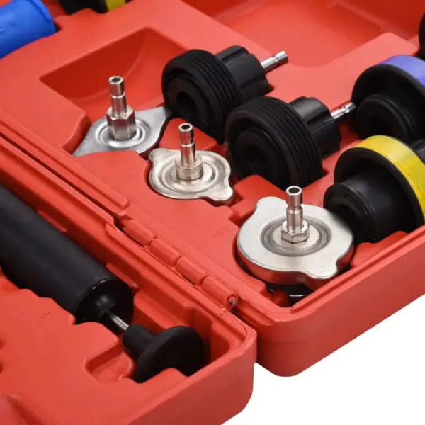 18-osaline jahutussüsteemi ja radiaatorikorgi rõhutester komplekt, 0–2,5 baari, plast- ja alumiiniumisulam – 7