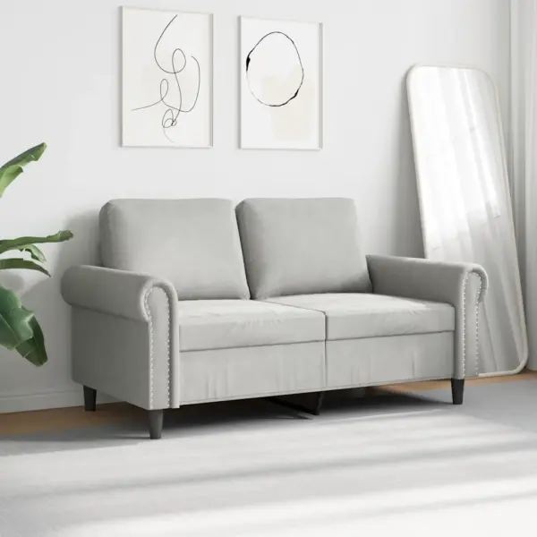 2-kohaline sametdiivan, helehall, metallraamiga, 152 x 77 x 80 cm – 3