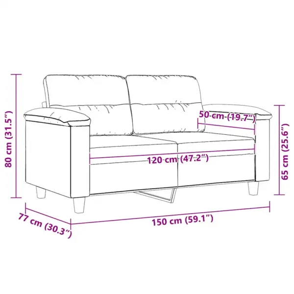 2-kohaline diivan mikrofiiberkangaga, must, 150 x 77 x 80 cm, istmelaius 120 cm – 9