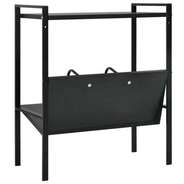 2-korruseline raamaturiiul, must tehispuit ja teras, 52 x 28 x 59 cm – 5