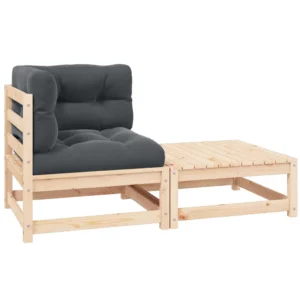 2-osaline aiadiivani komplekt nurgadiivani ja jalatoega, täismännipuit, antratsiithallid padjad