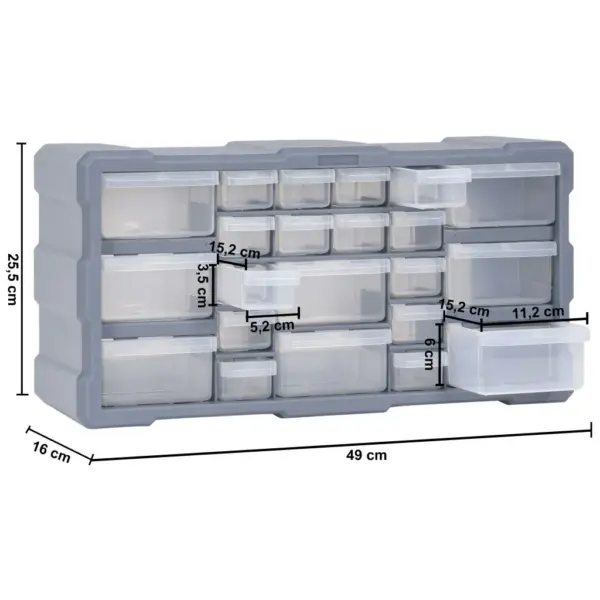 22 sahtliga tööriistade organiseerija, hall plast, 49 x 16 x 25,5 cm – 9