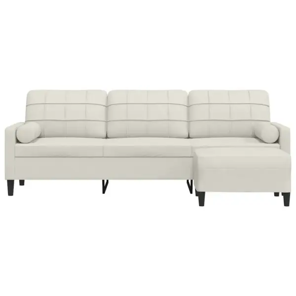 3-kohaline sametdiivan jalapingiga, kreemjasvalge, 226 cm – 3