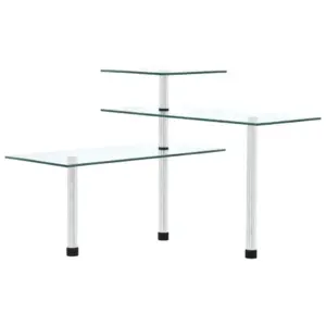 3-korruseline kööginurgariiul tööpinnale, karastatud klaas, läbipaistev ja hõbedane