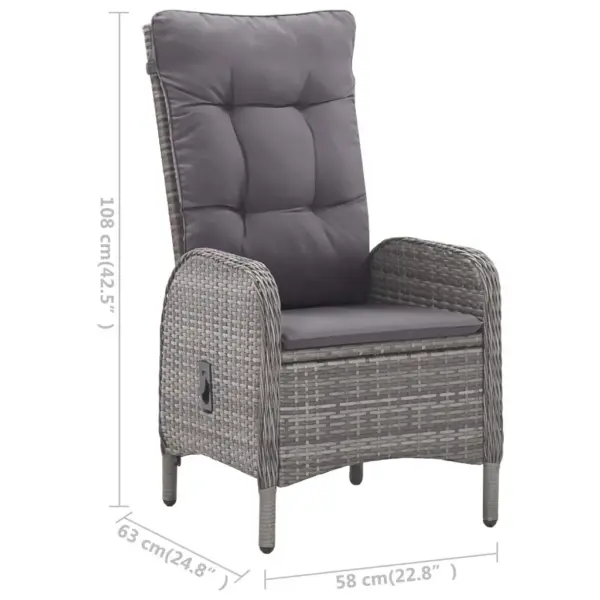 3-osaline aiamööbli komplekt akaatsiapuidust lauaga, hallid polürotangist toolid patjadega – 12