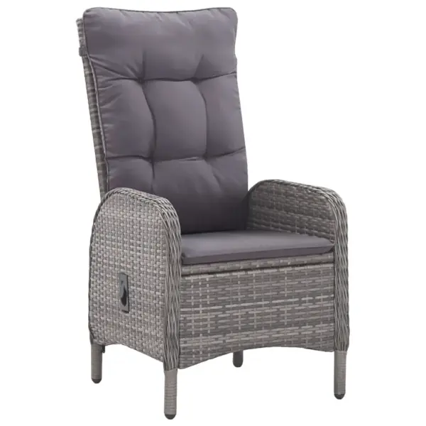 3-osaline aiamööbli komplekt akaatsiapuidust lauaga, hallid polürotangist toolid patjadega – 3