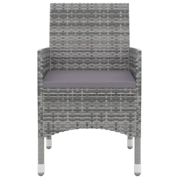 3-osaline aiamööbli komplekt 2 tooli ja lauaga, hall polürotang, klaaslauaga, laud 80 x 80 cm – 4