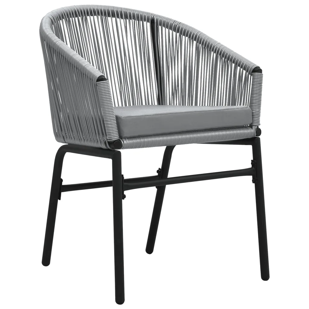 3-osaline aiamööbli komplekt klaasplaadiga lauaga, must laud 80 x 80 cm ja hallid PVC-rotangist toolid istmepatjadega