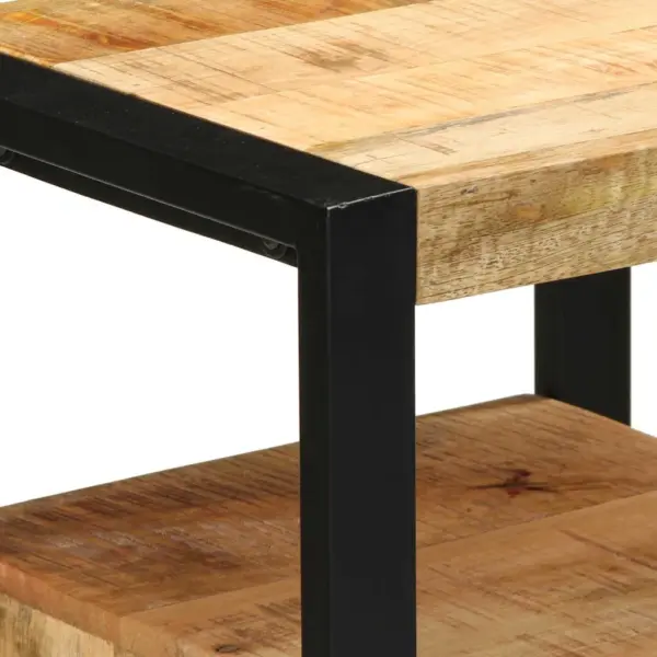 3-osaline vannitoamööbli komplekt sahtlite ja riiulitega, mangopuit ja must metallraam, pruun/must – 11