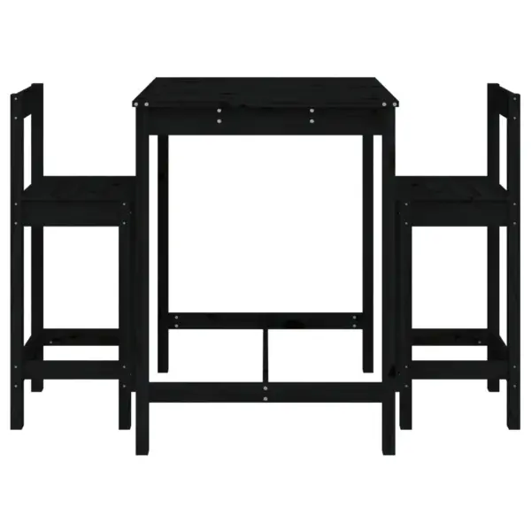 3-osaline aia baarikomplekt, must männipuidust, baarilaud 82,5 x 82,5 x 110 cm – 4