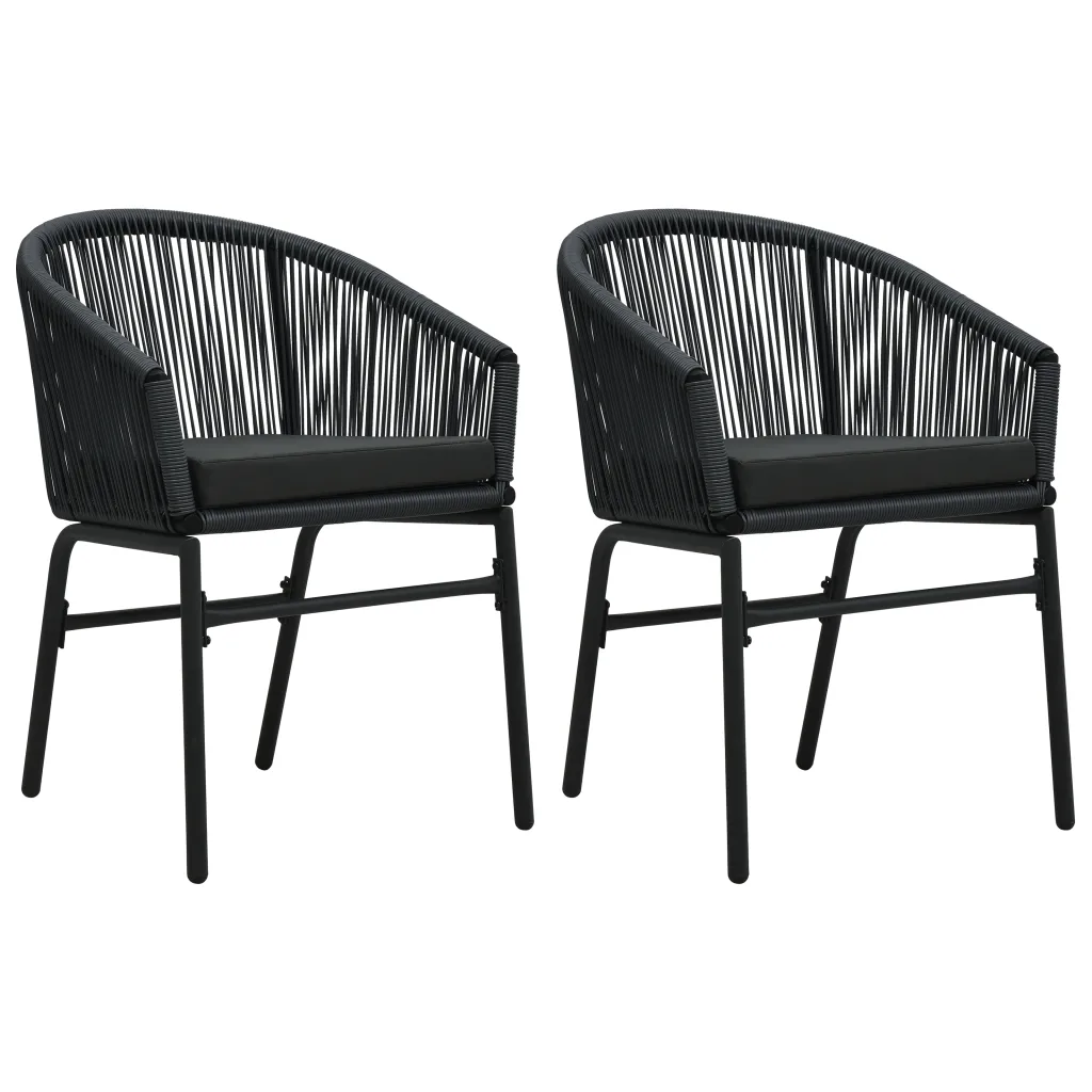 3-osaline aiamööbli komplekt, must, PVC-rotang toolid ja klaasplaadiga laud 80 x 80 cm