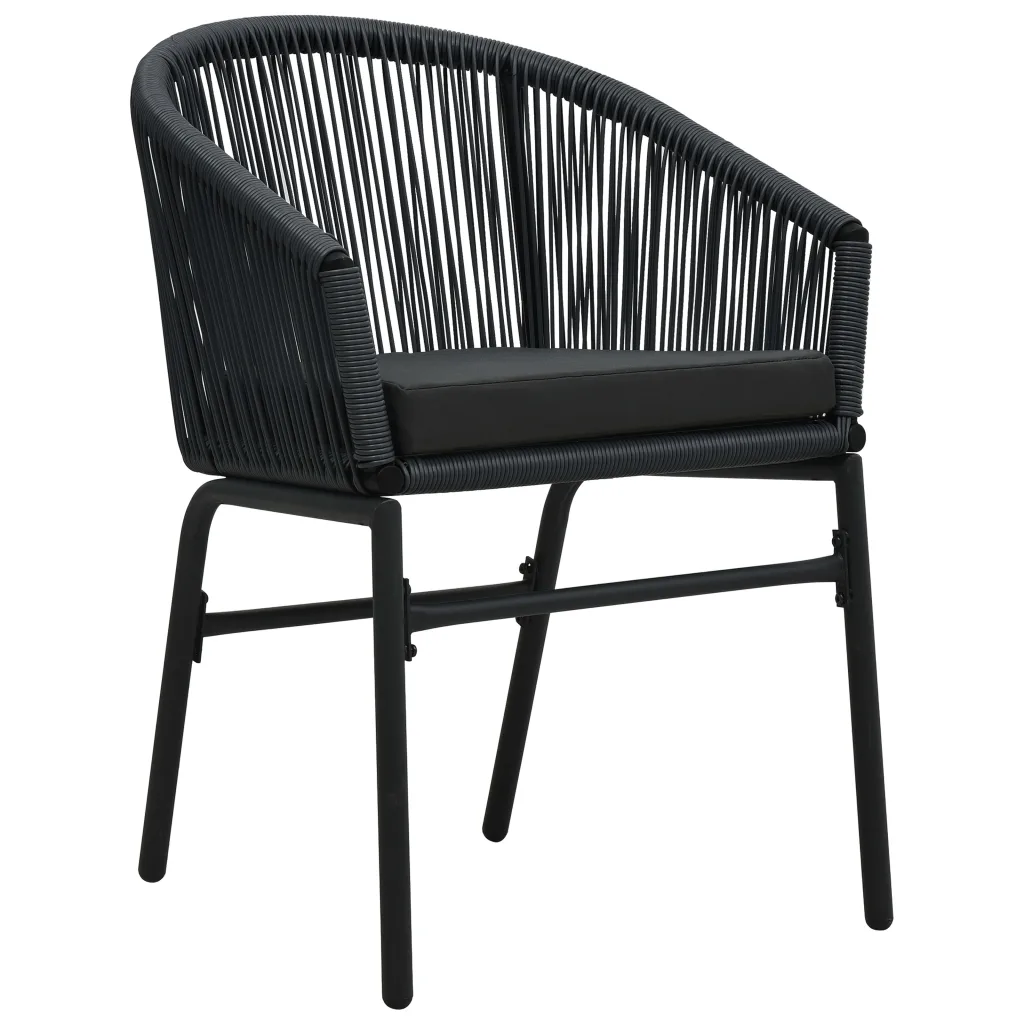 3-osaline aiamööbli komplekt, must, PVC-rotang toolid ja klaasplaadiga laud 80 x 80 cm