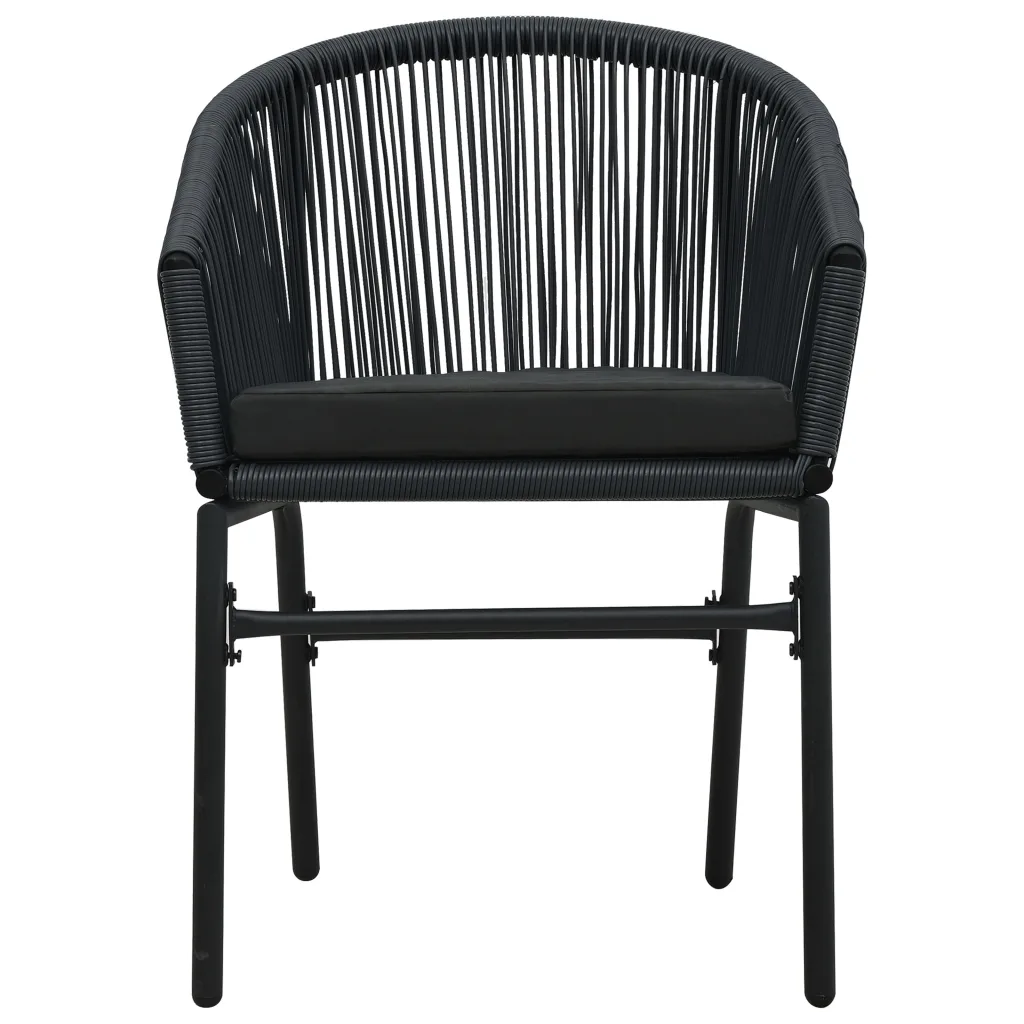 3-osaline aiamööbli komplekt, must, PVC-rotang toolid ja klaasplaadiga laud 80 x 80 cm