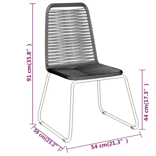 3-osaline aiamööbli komplekt, must, klaasplaadiga laud 80 x 80 x 74 cm ja PE-rotangist toolid – 7