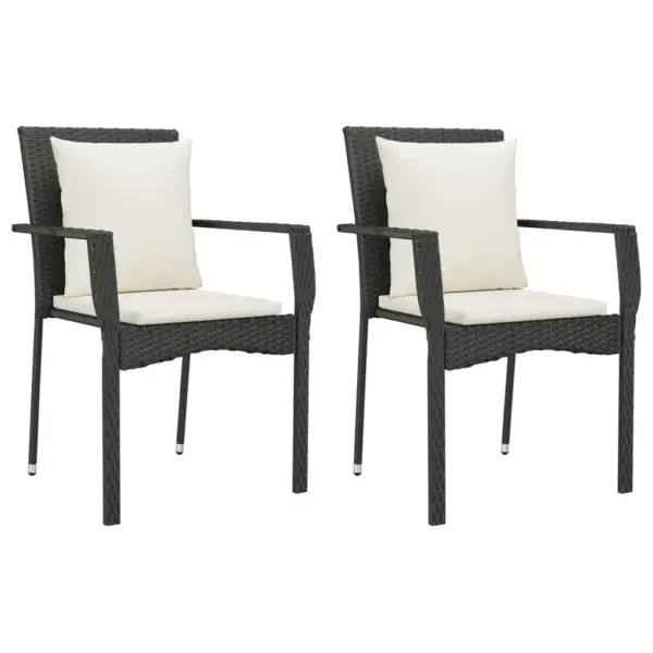 3-osaline aiamööbli komplekt patjadega, must polürotang, laud 90 x 90 cm akaatsiapuidust lauaplaadiga – 4