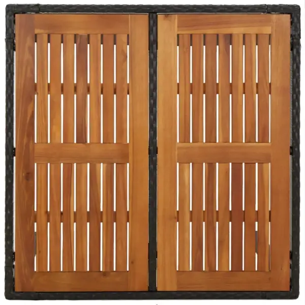 3-osaline aiamööbli komplekt patjadega, must polürotang, laud 90 x 90 cm akaatsiapuidust lauaplaadiga – 7