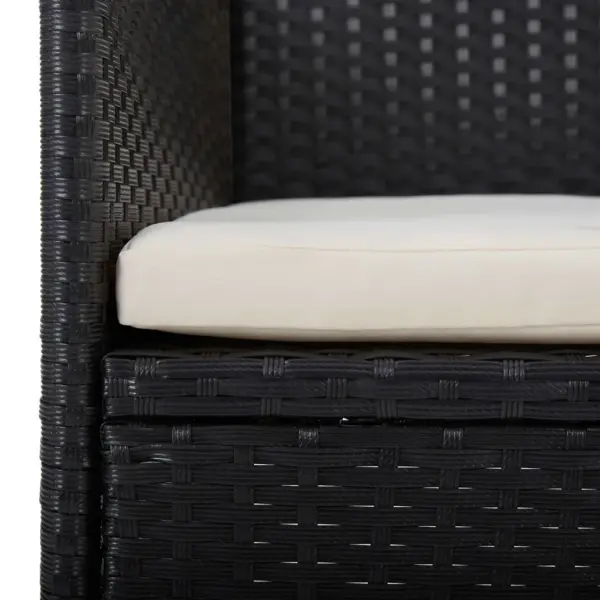 3-osaline aiamööbli komplekt, must polürotang ja akaatsiapuidust lauaplaat, laud 80 x 80 cm – 10