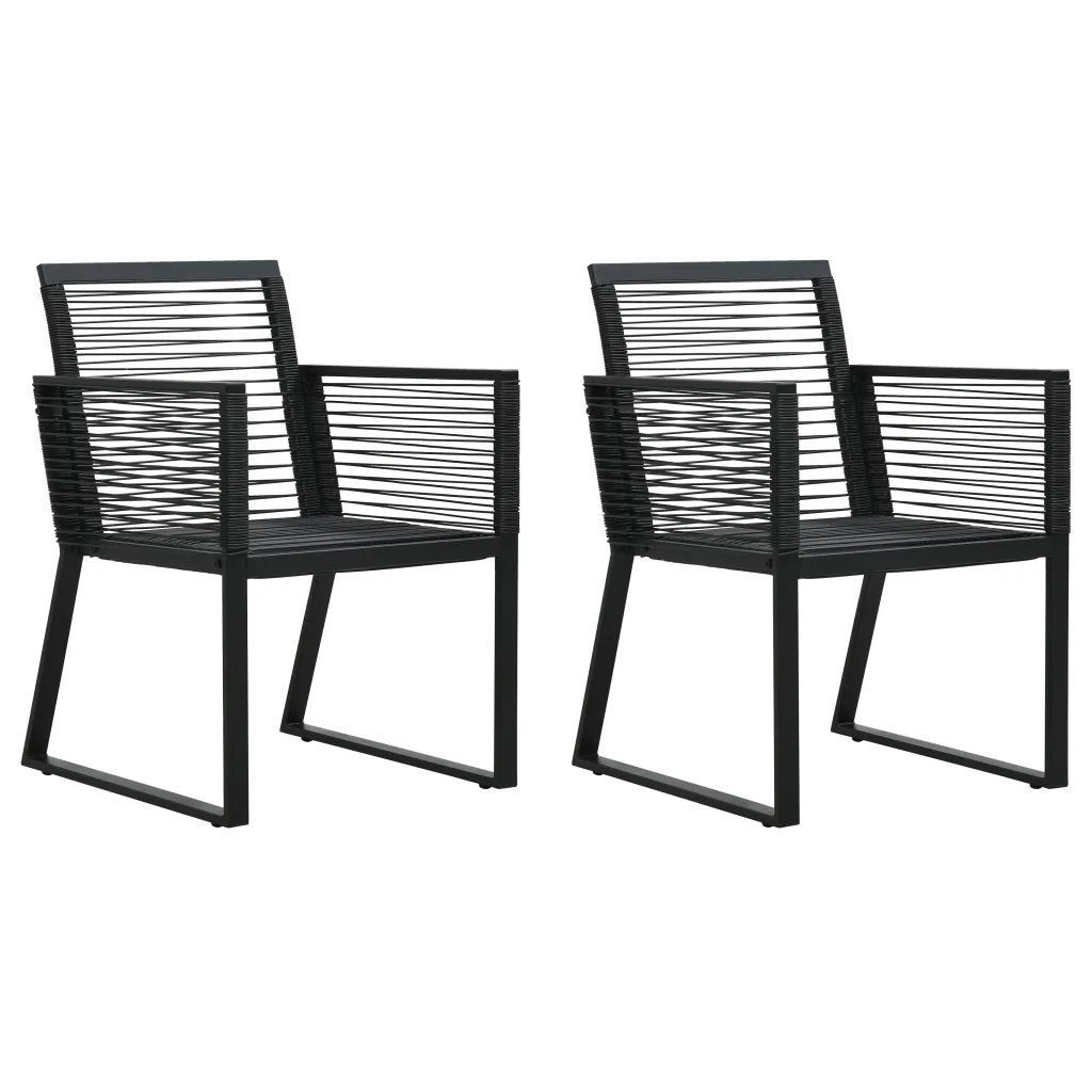 3-osaline aiamööbli komplekt PVC-rotangist, must, laud 80 x 80 cm, 2 tugitooli