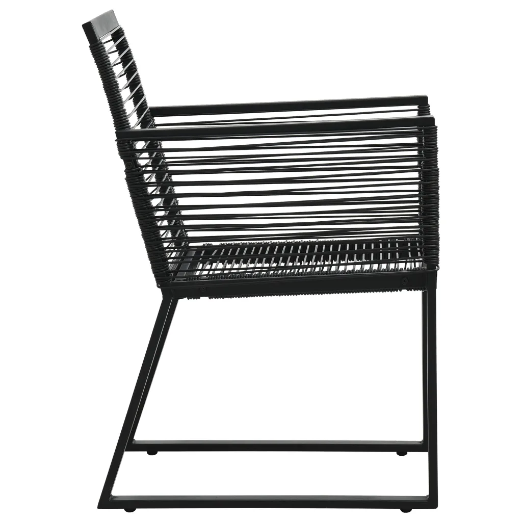 3-osaline aiamööbli komplekt PVC-rotangist, must, laud 80 x 80 cm, 2 tugitooli