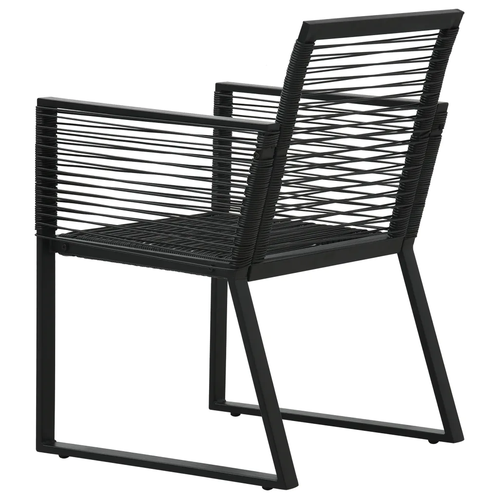 3-osaline aiamööbli komplekt PVC-rotangist, must, laud 80 x 80 cm, 2 tugitooli