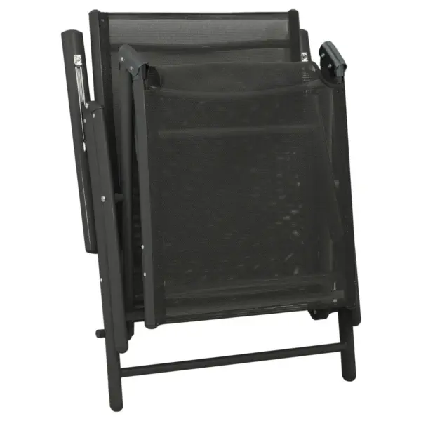 3-osaline kokkupandav päevitustooli ja jalapinkide komplekt, must alumiinium ja tekstileen – 6