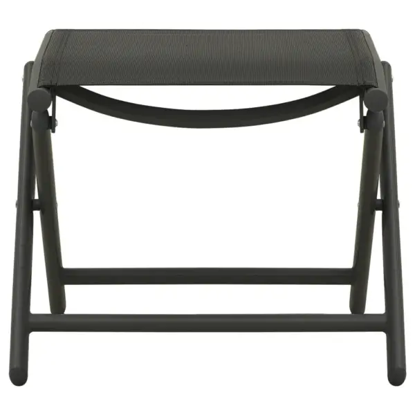 3-osaline kokkupandav päevitustooli ja jalapinkide komplekt, must alumiinium ja tekstileen – 9