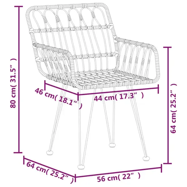 3-osaline aiamööbli komplekt, must polürotang, klaaslauaga – 11