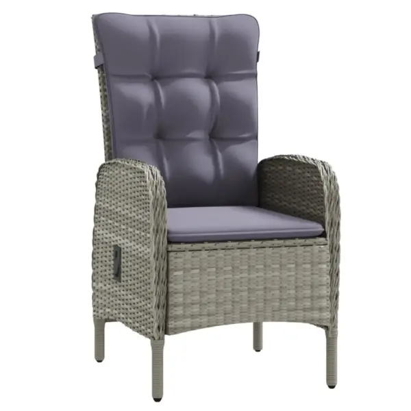 3-osaline aiamööbli komplekt patjadega, hall ja must, PE-rotang, laud 80 x 80 cm – 3