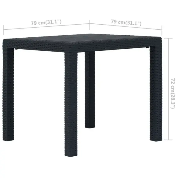 3-osaline plastist bistrookomplekt rotangimustriga, antratsiithall – 12