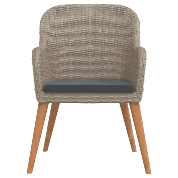 3-osaline polürotangist aiamööbli komplekt istmepatjadega, pruun ja must, laud 80 x 80 cm – 4