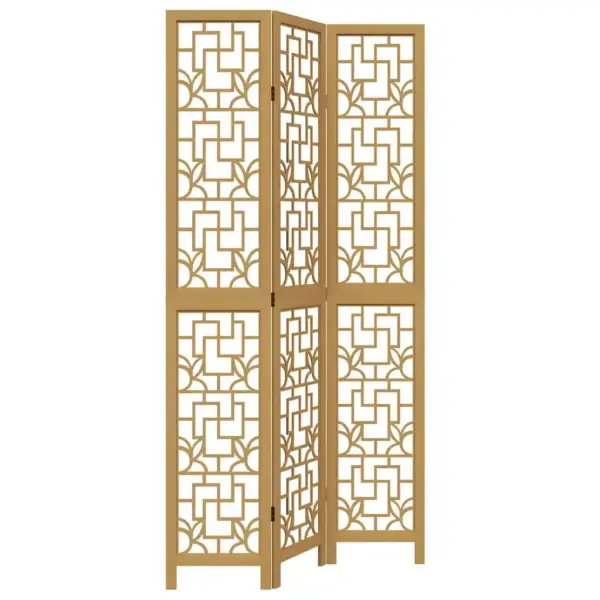 Dekoratiivne 3-paneeliline ruumijagaja, pruun paulowniapuit, 110 x 220 cm – 2