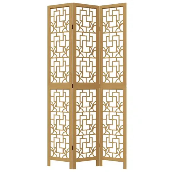 Dekoratiivne 3-paneeliline ruumijagaja, pruun paulowniapuit, 110 x 220 cm – 4